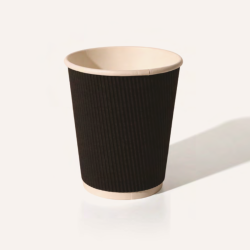 12oz Kraft Black ripple double wall paper cup recycleable (25)