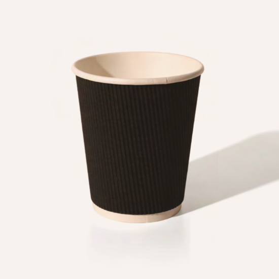 12oz Kraft Black ripple double wall paper cup recycleable (25) 12oz Kraft Black ripple double wall paper cup recycleable (25)