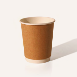 12oz Kraft Double wall paper cup recycleable, smooth beige and white finish (25)