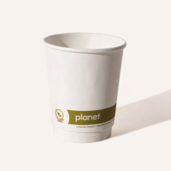 12oz Double wall Planet Aquaous Hot Cup PE/PLA lining free FSC certified virgin paper board (500)
