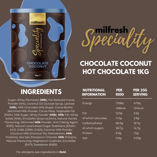 Milfresh Speciality Hot Chocolate Coconut (1kg)