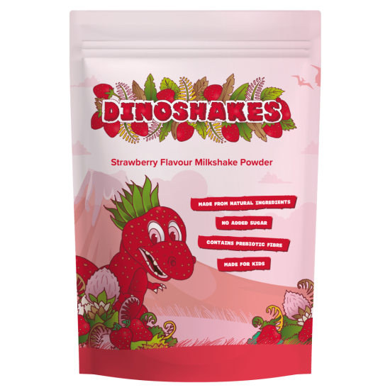 Dinoshakes Strawberry Milkshake Powder (2 x 1kg) - Vegan, Vegetarian and Kid-Friendly - No Added Sugar