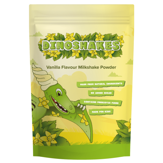 Dinoshakes Vanilla Milkshake Powder (1kg) - Vegan, Vegetarian and Kid-Friendly - No Added Sugar