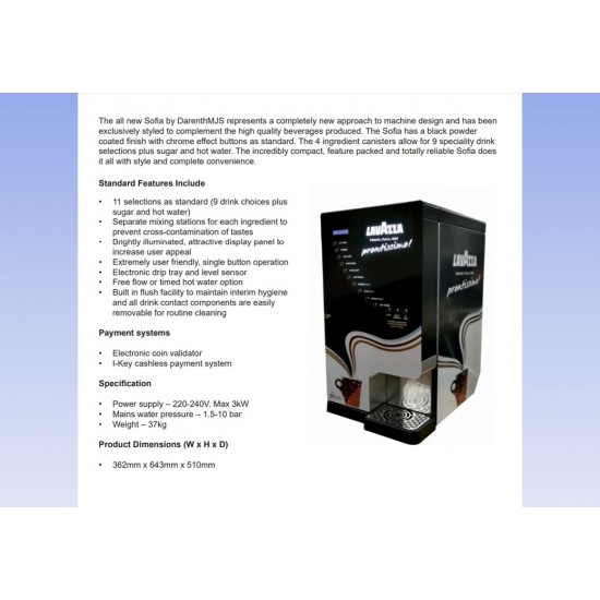 Commercial Coffee Machine Sofia Table-Top Instant Wholebean (inc. VAT & Delivery) - Card Reader Included