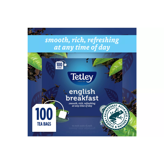 Tetley English Breakfast Tea Bags String & Tagged 12 x 100 (1200 teabags in total) Tetley English Breakfast Tea Bags String & Tagged 12 x 100 (1200 teabags in total)